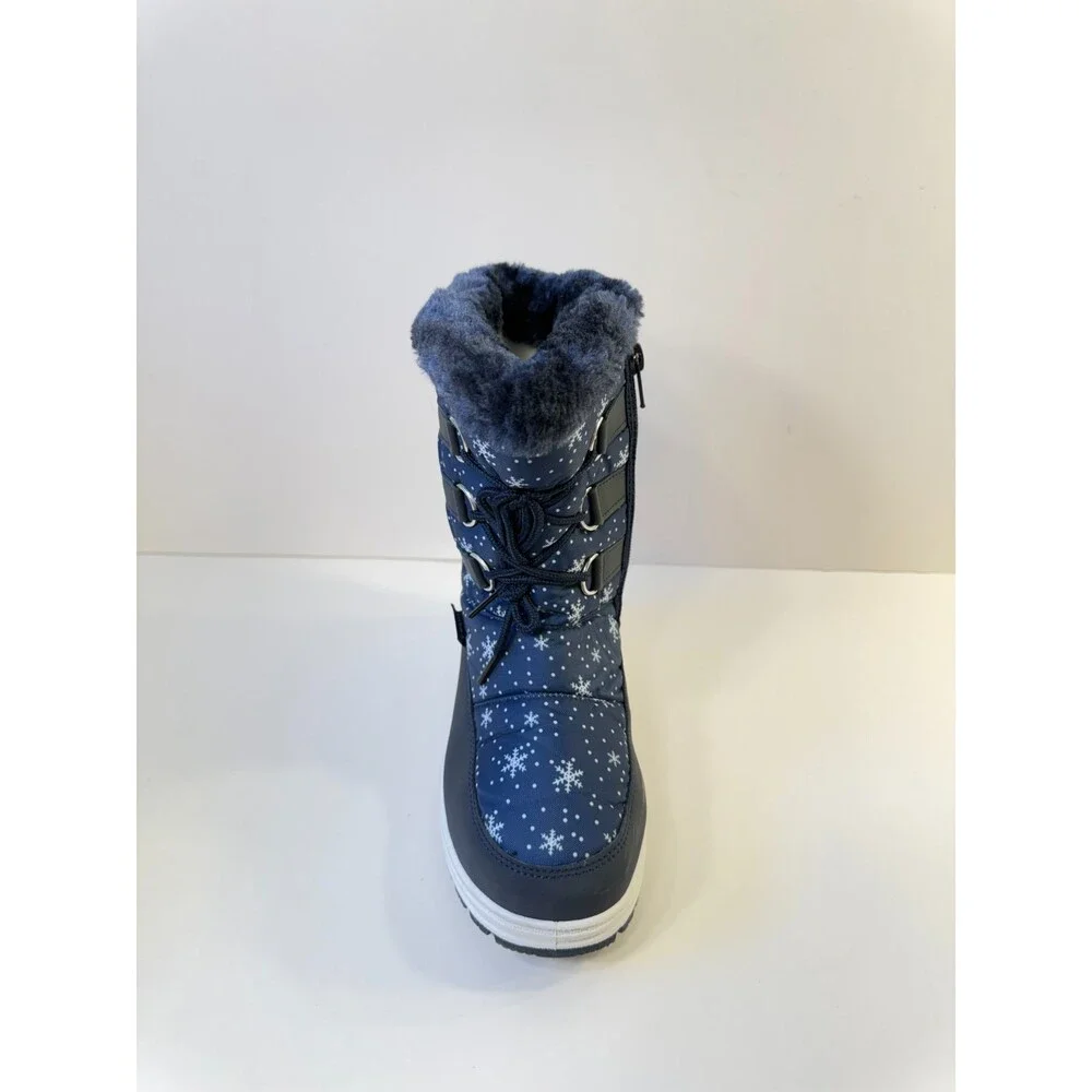 Apakowa Kids Girls Boots Insulated Fur Winter Warm Boots Blue EU 32 US 2